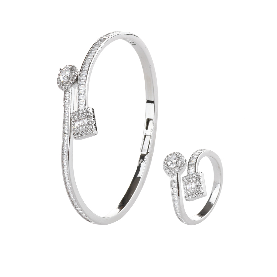 set brățară și inel damă cupru argintiu 0165235