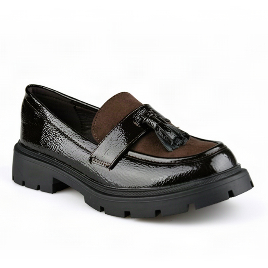 lady's shoes synthetic leather/textile dark brown 0162999