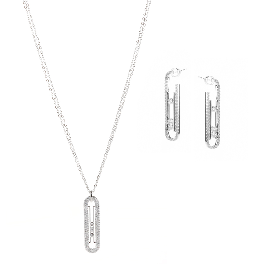 set colier și cercei damă cupru argintiu 0165177