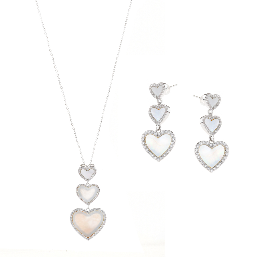set colier și cercei damă cupru argintiu 0165175
