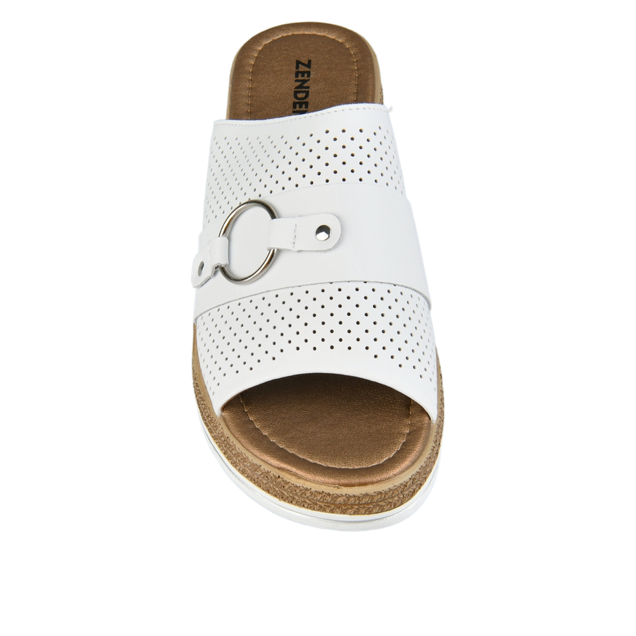 papuci damă piele naturală alb 0163745