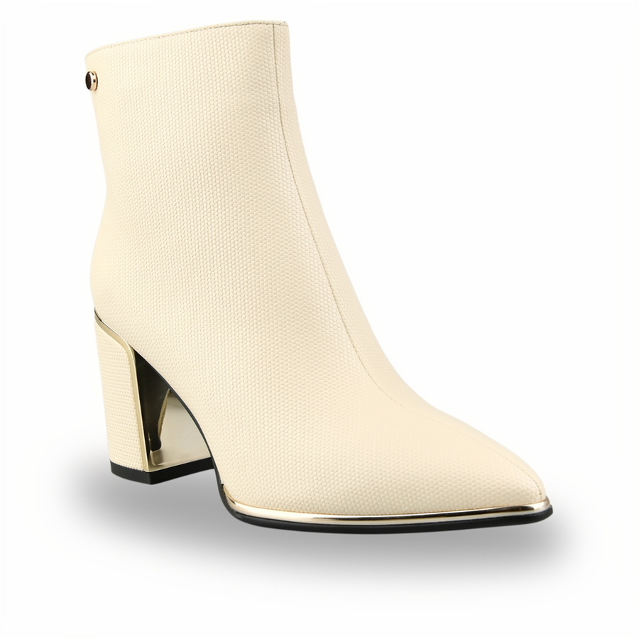 botine damă piele ecologică alb murdar 0162070