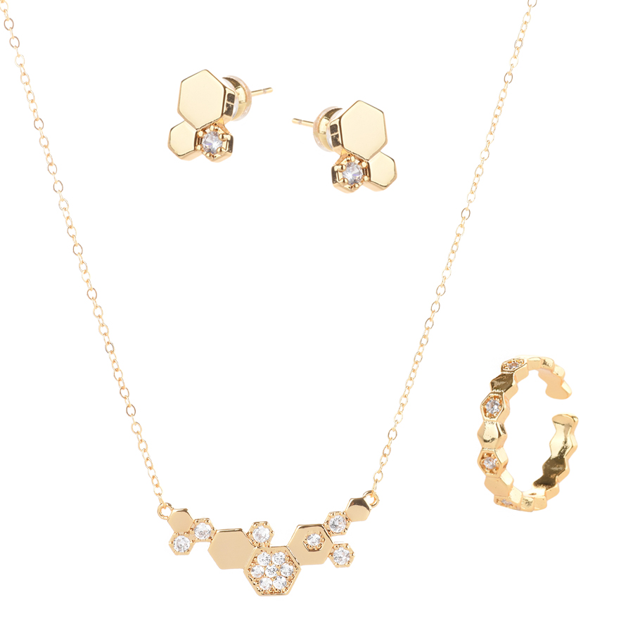 set colier, cercei și inel damă cupru auriu 0165180