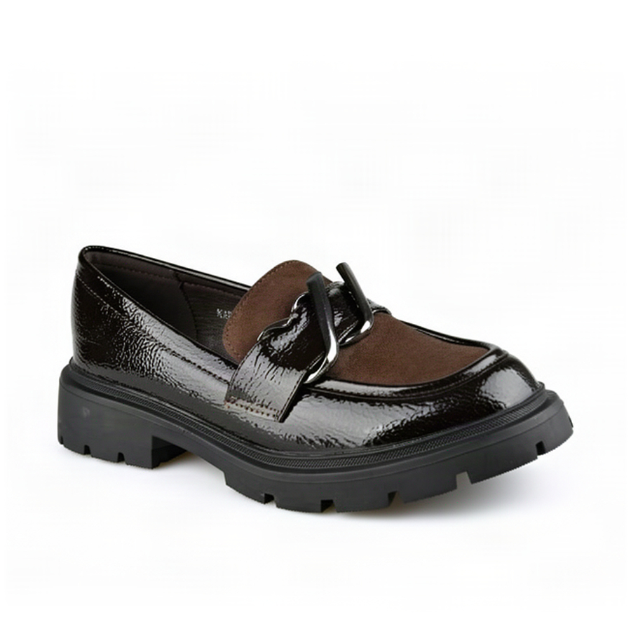 lady's shoes textile/synthetic leather brown 0163006