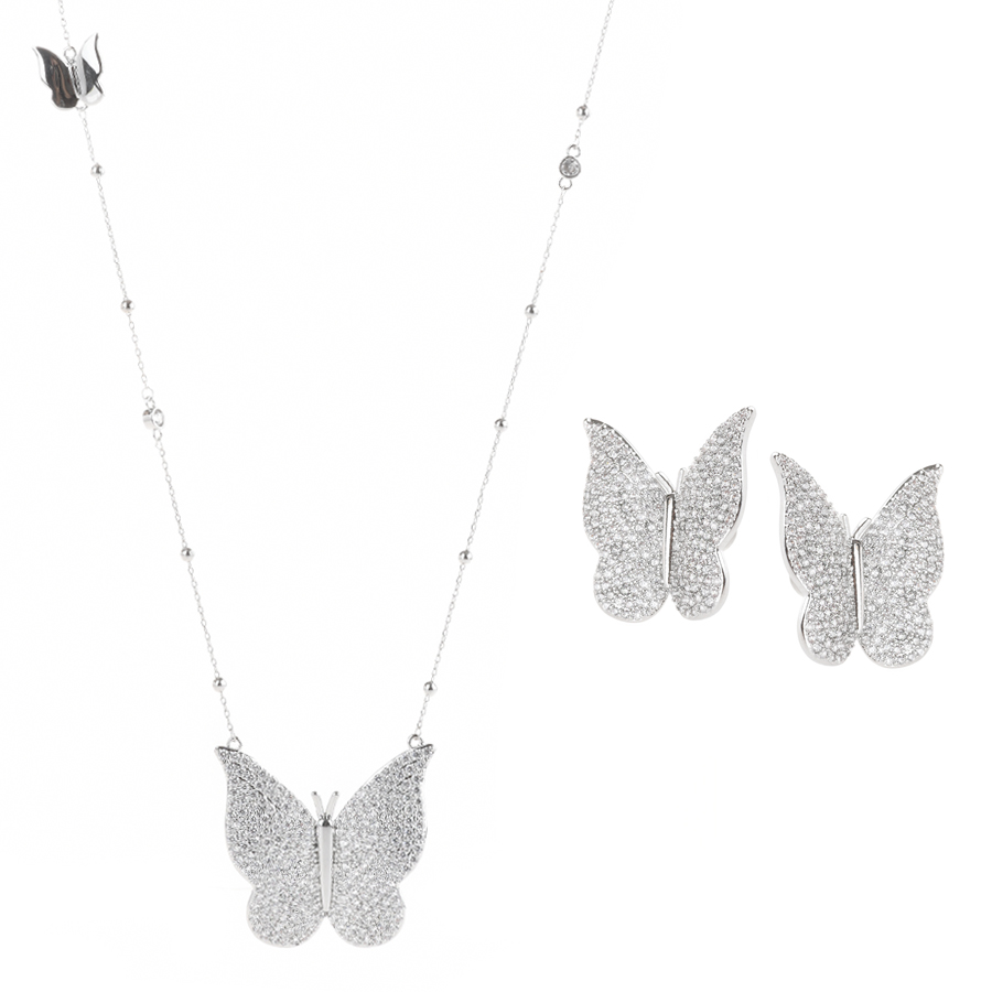 set colier și cercei damă cupru argintiu 0165179