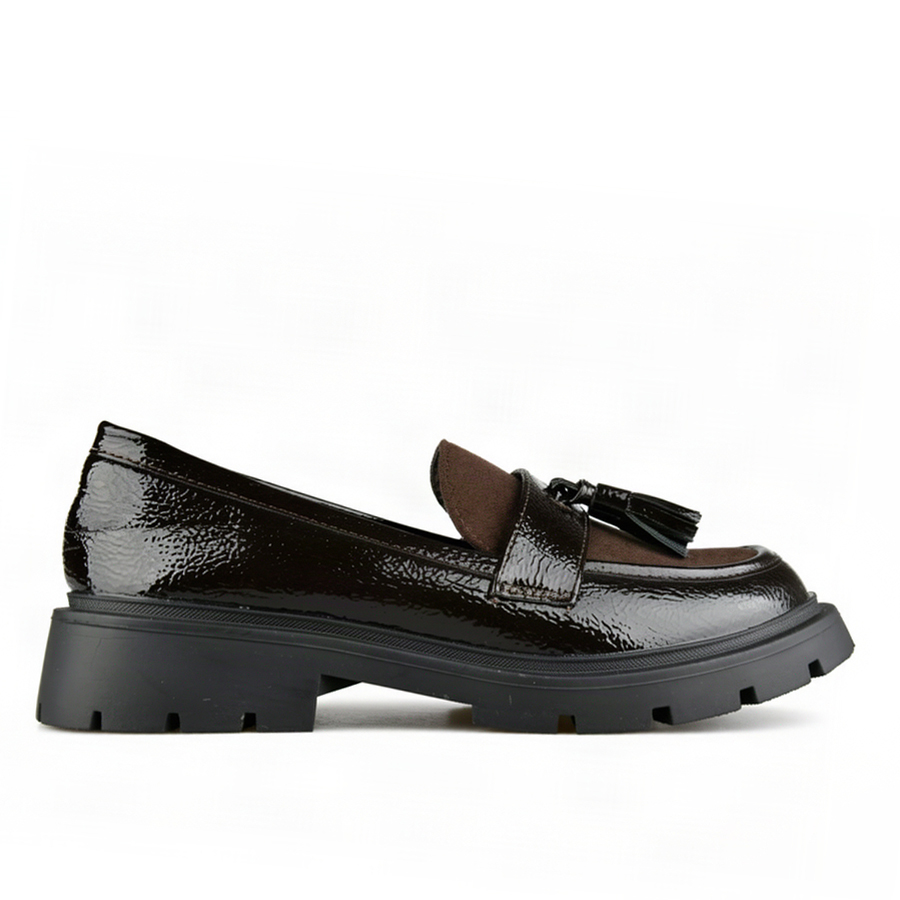 lady's shoes synthetic leather/textile dark brown 0162999