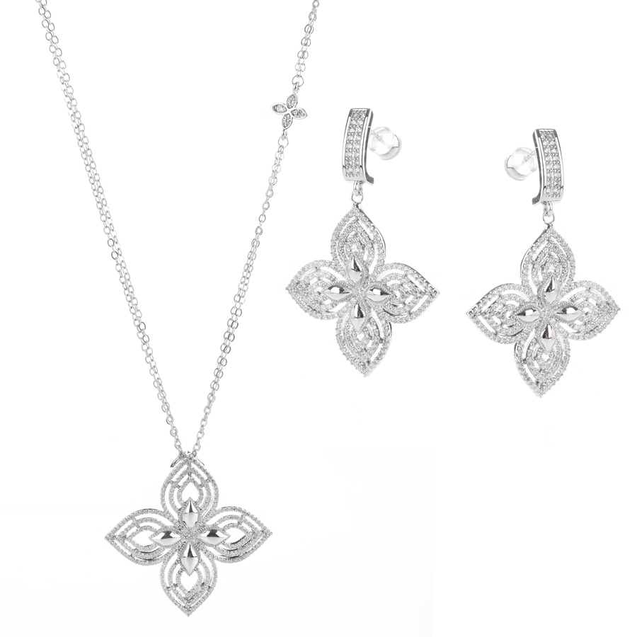 set colier și cercei damă cupru argintiu 0165172