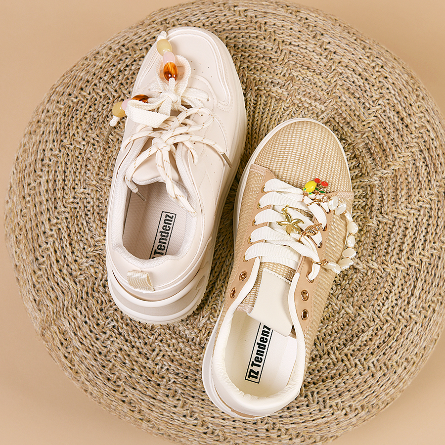 adidași damă textil/piele ecologică bej 0160538
