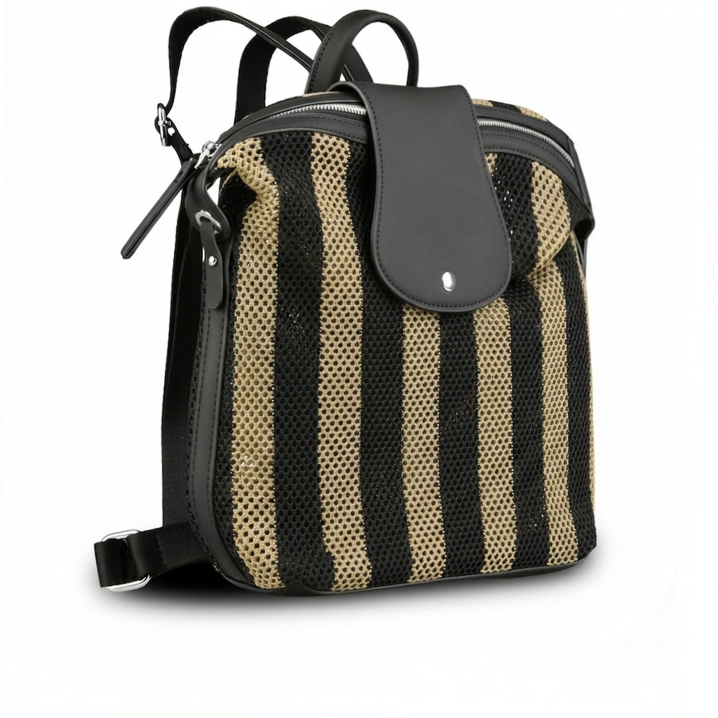 rucsac damă piele ecologică negru/verde 0160113