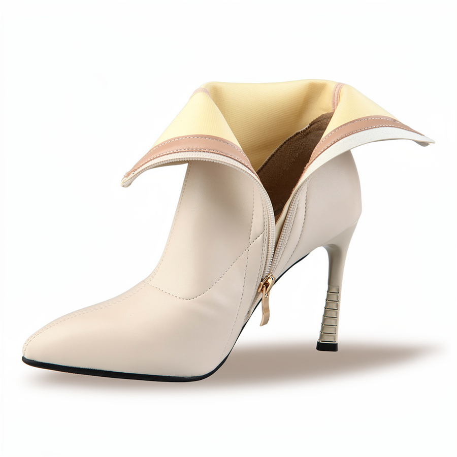 botine damă piele ecologică alb murdar 0162065