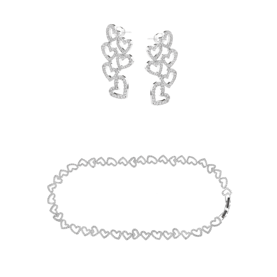 set colier și cercei damă cupru argintiu 0165168