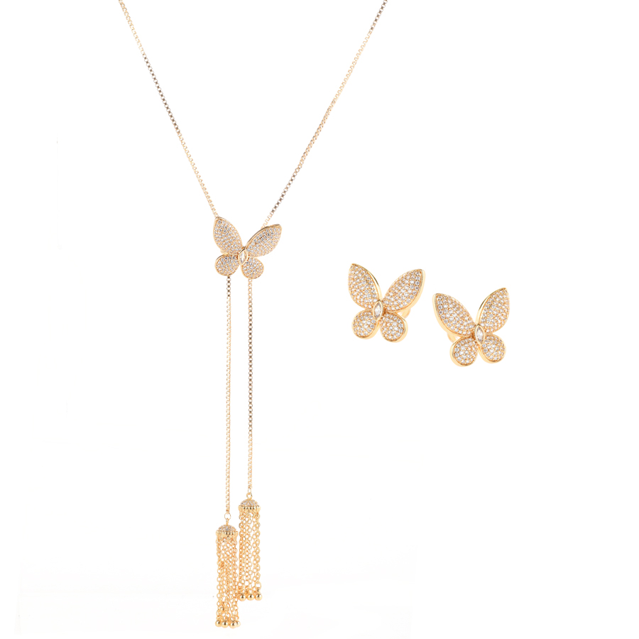 set colier și cercei damă cupru auriu 0165169