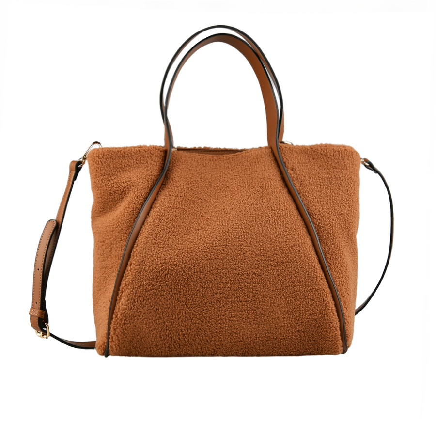 geantă damă piele ecologică/textil maro 0163297