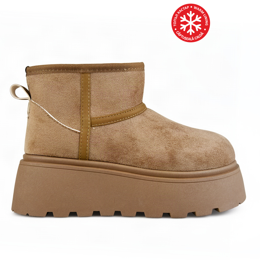 botine damă textil bej închis 0163376