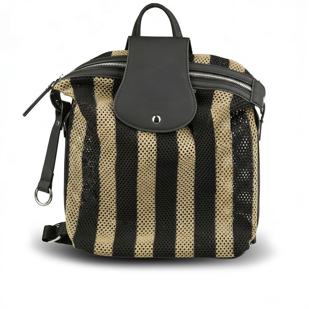 rucsac damă piele ecologică negru/verde 0160113
