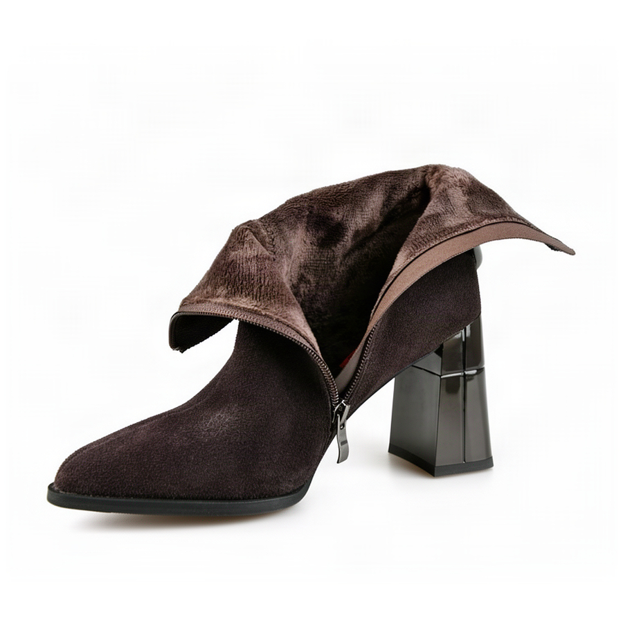 botine damă piele naturală maro închis 0162881
