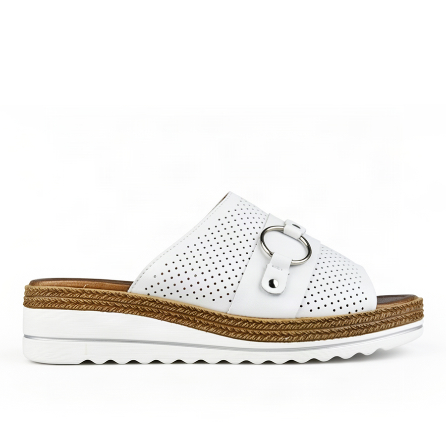 papuci damă piele naturală alb 0163745