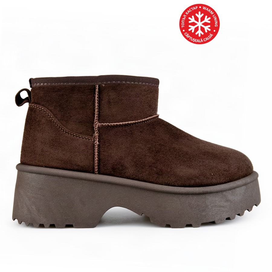 botine damă textil maro 0163373