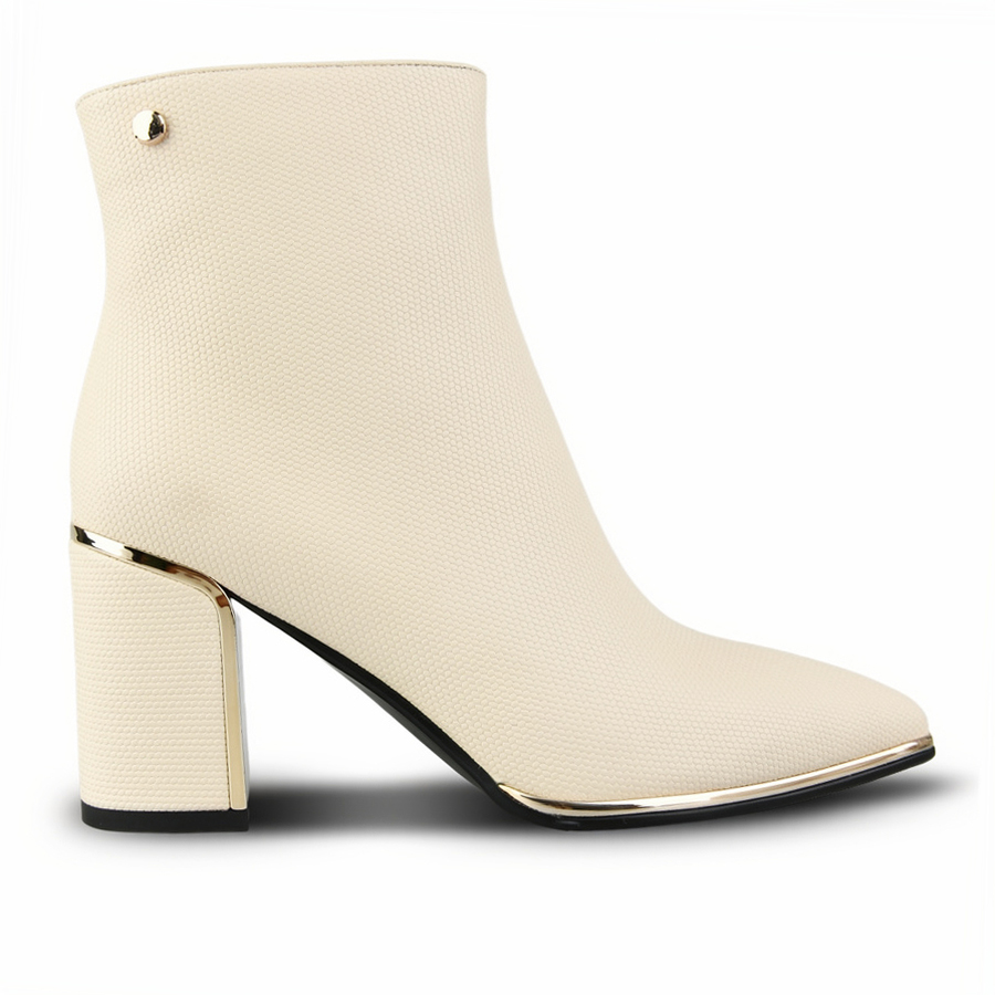 botine damă piele ecologică alb murdar 0162070