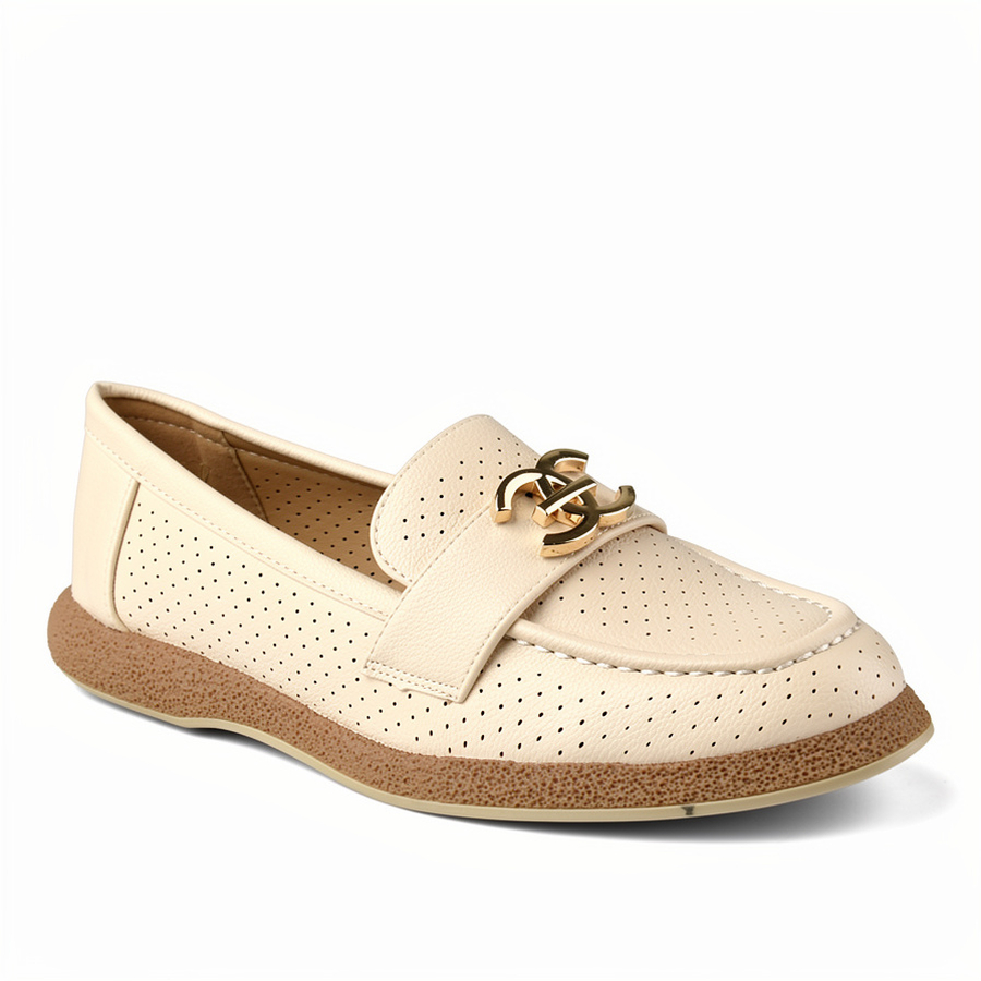lady's shoes synthetic leather beige 0160484