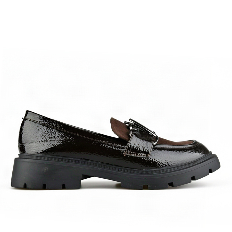 lady's shoes textile/synthetic leather brown 0163006