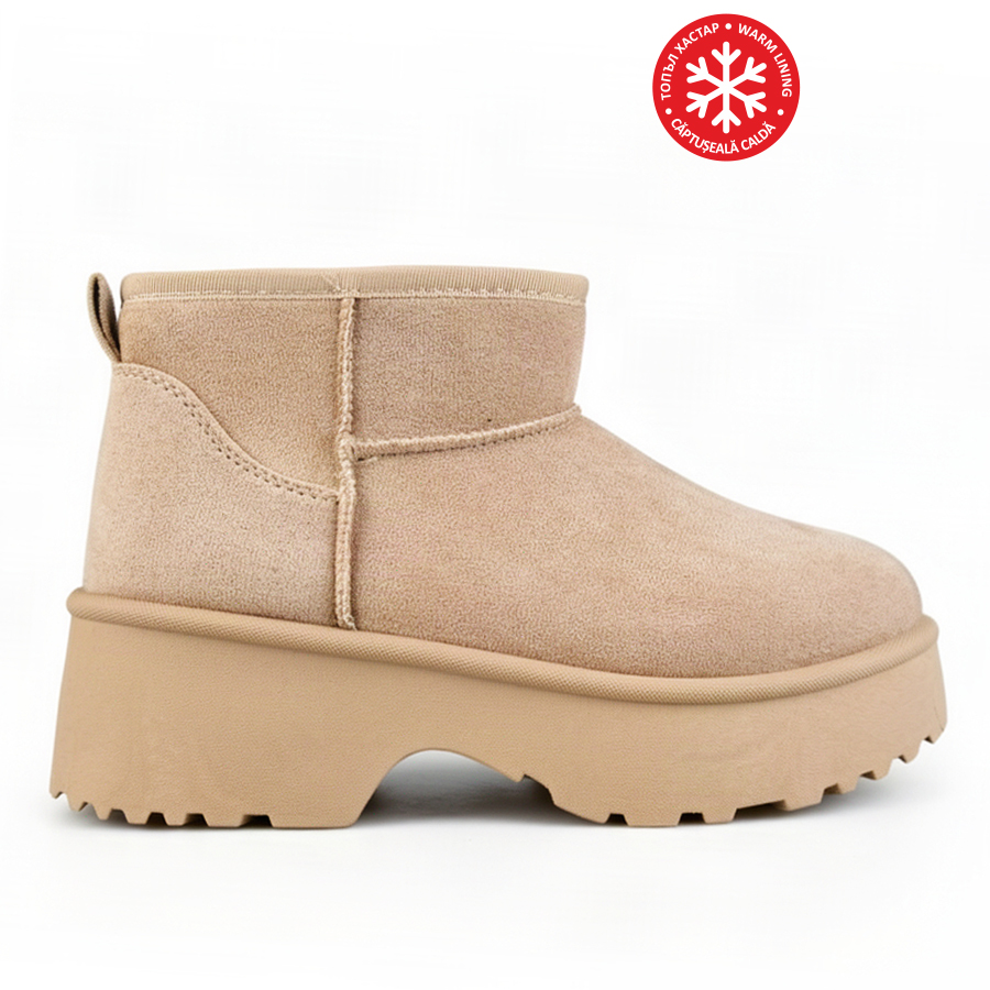 botine damă textil bej închis 0163372