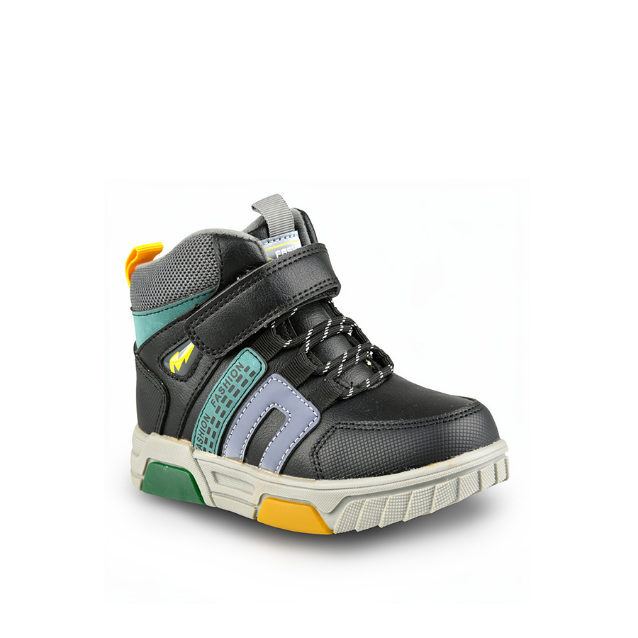 botine copii piele ecologică/textil negru 0161760