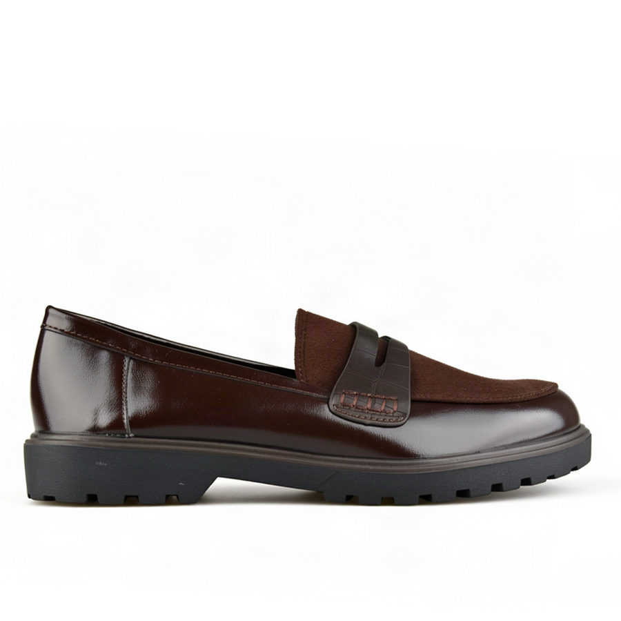 lady's shoes textile/synthetic leather brown 0163003