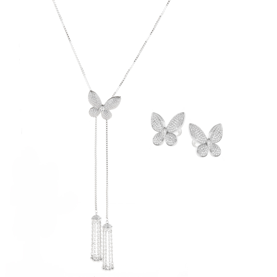 set colier și cercei damă cupru argintiu 0165170