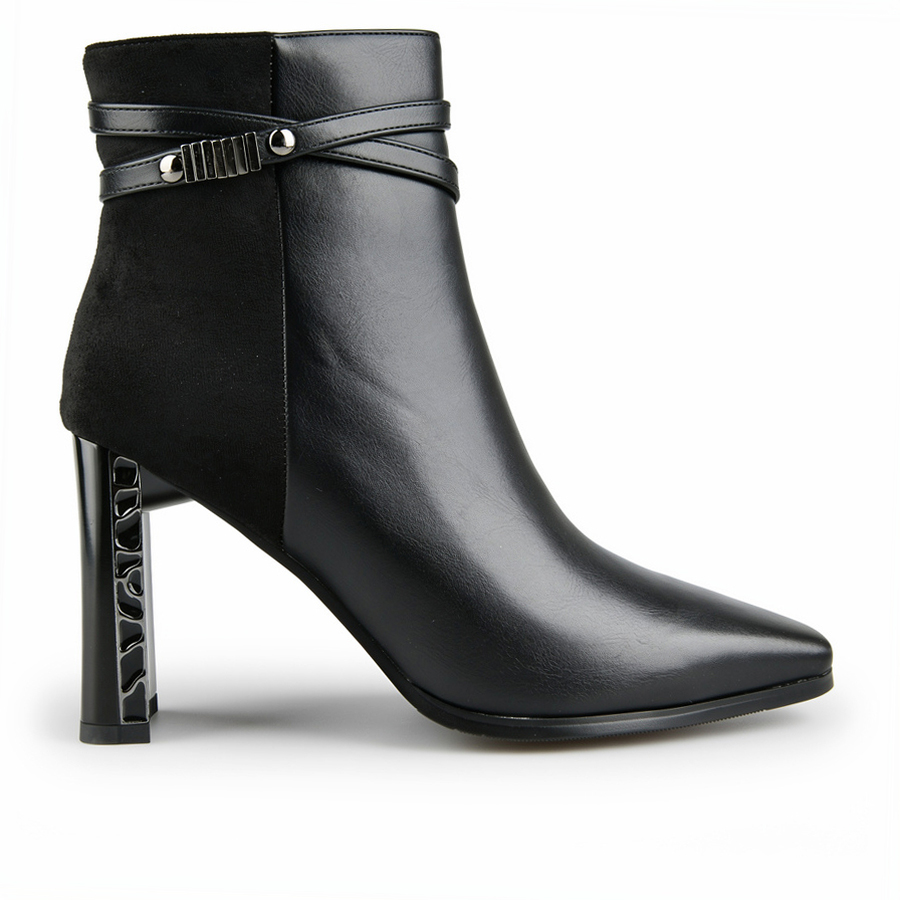 botine damă piele ecologică/textil negru 0162071