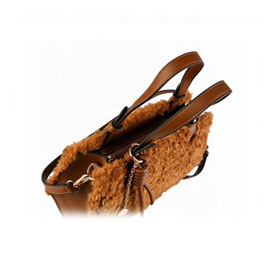 geantă damă piele ecologică/textil maro 0163295