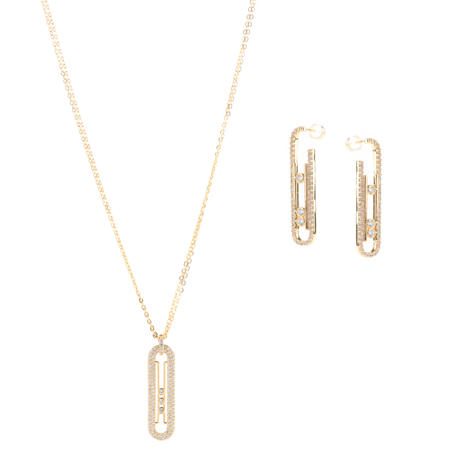 set colier și cercei damă cupru auriu 0165176