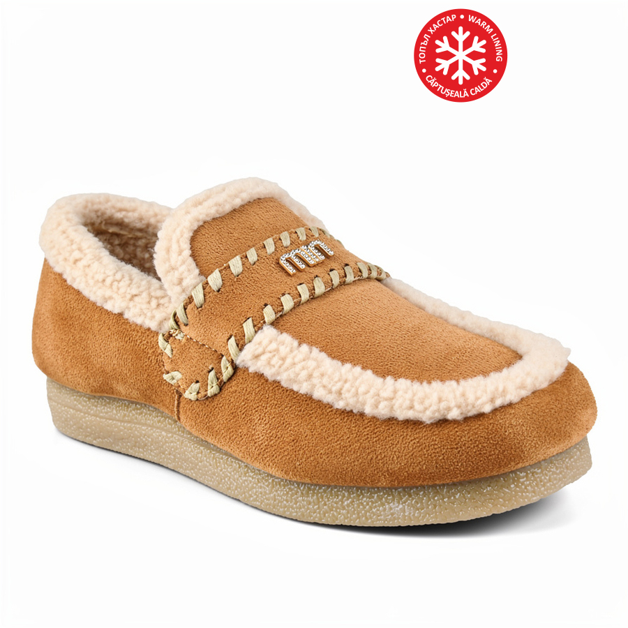 pantofi damă textil maro deschis 0162332