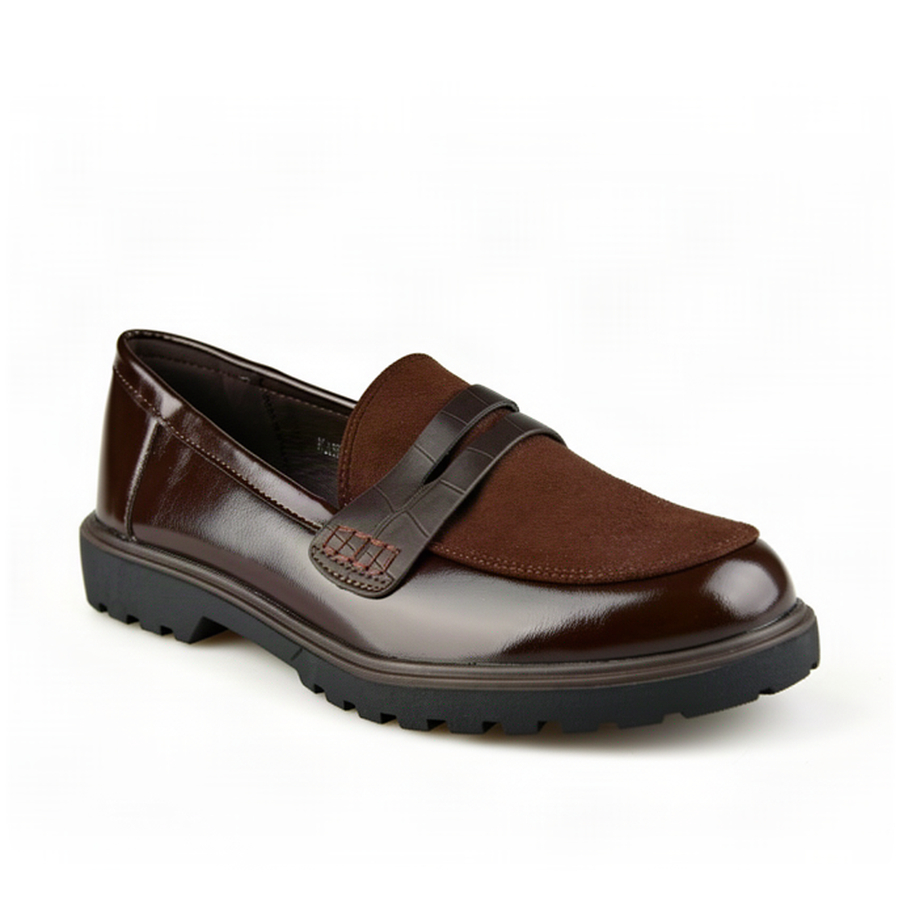 lady's shoes textile/synthetic leather brown 0163003