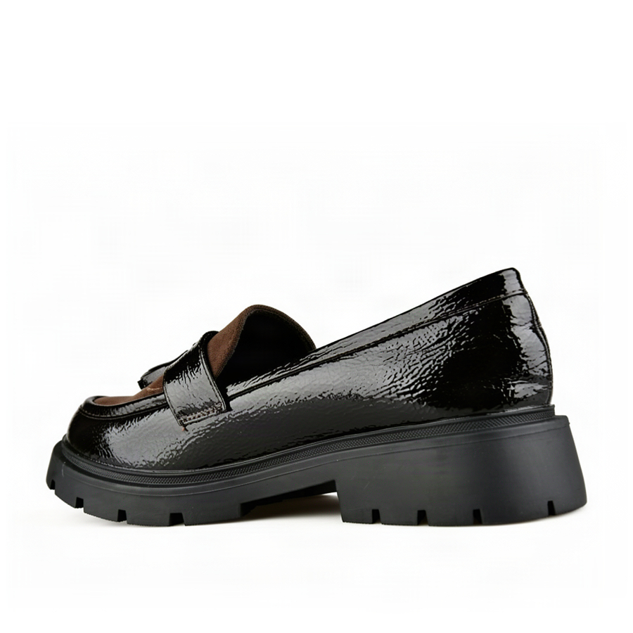 lady's shoes synthetic leather/textile dark brown 0162999