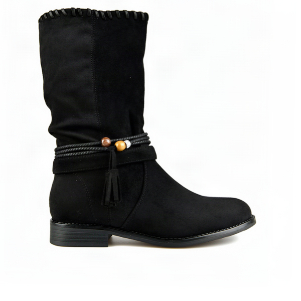 botine damă textil negru