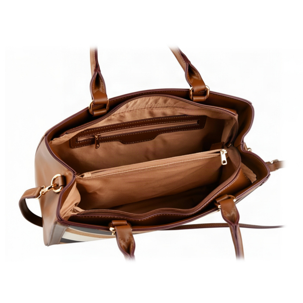 lady's bag synthetic leather/textile brown 0163265