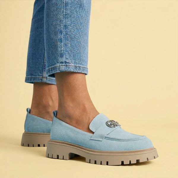 lady's shoes genuine leather blue 0160762