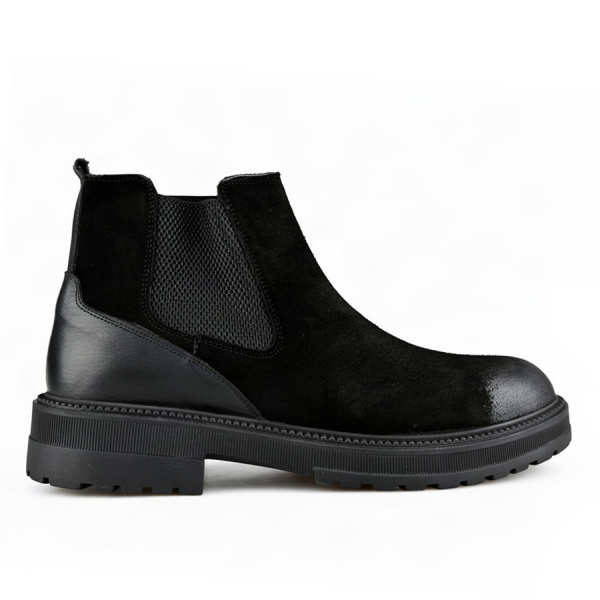 botine bărbați piele naturală negru