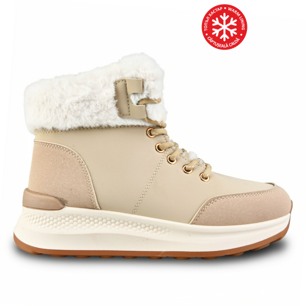 lady's boots textile/eco leather light brown