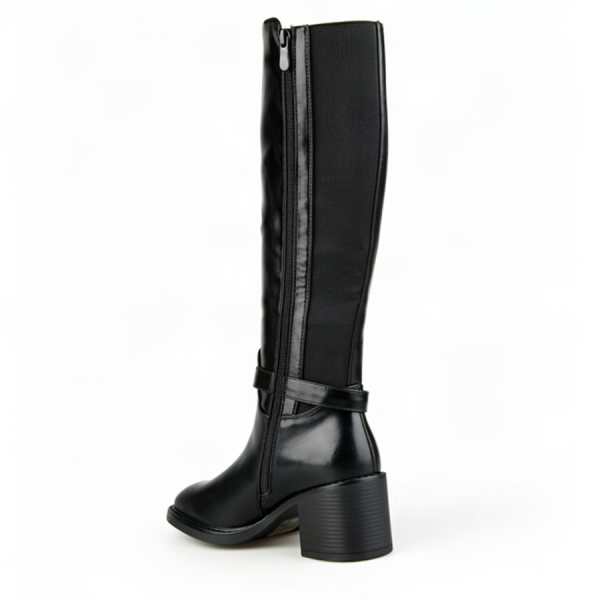 cizme damă piele ecologică/textil negru 0162817