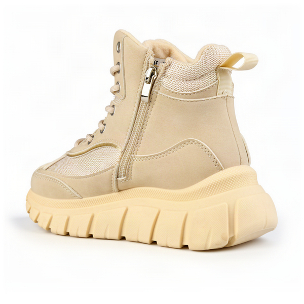 botine damă piele ecologică/textil bej 0163385