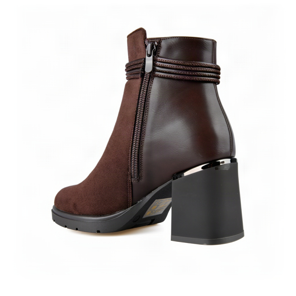 botine damă piele ecologică/textil maro 0162489