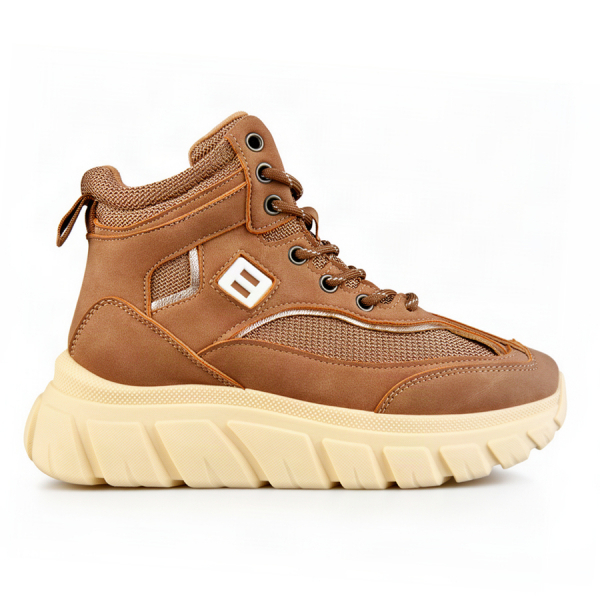 botine damă piele ecologică/textil maro deschis