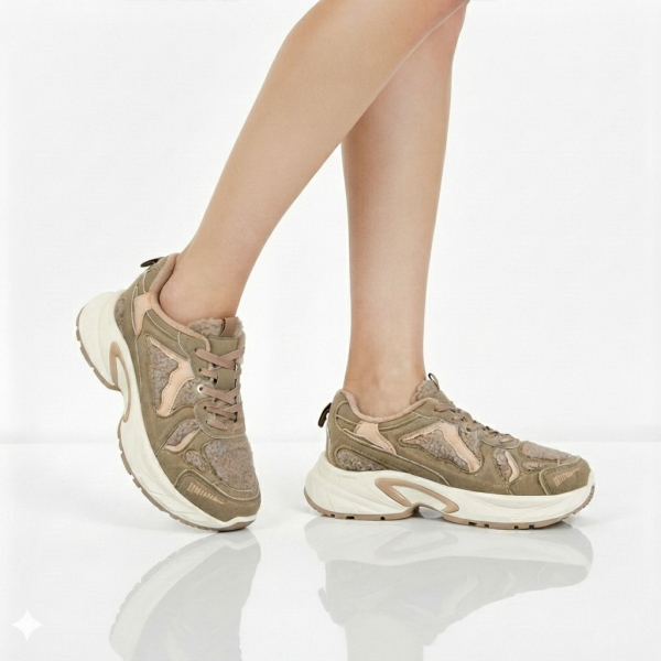adidași damă textil/piele ecologică bej 0162718