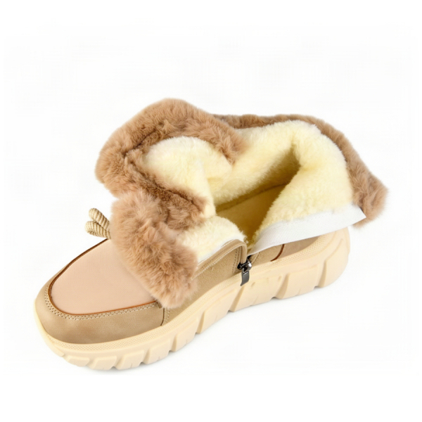 lady's boots synthetic leather/textile light brown 0163382