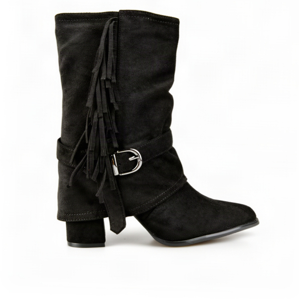 botine damă textil negru