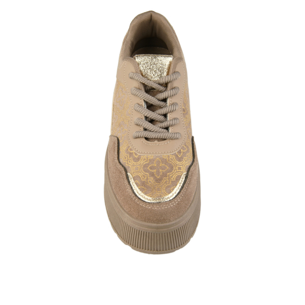 adidași damă textil/piele ecologică maro deschis 0162712