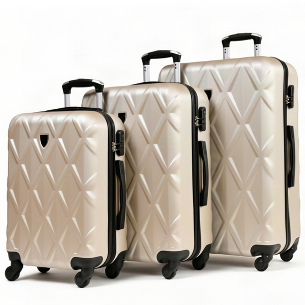 medium suitcase ABS plastic  beige 0163655