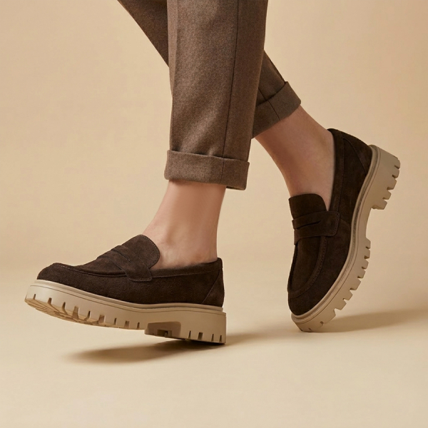 lady's shoes genuine leather brown 0160751